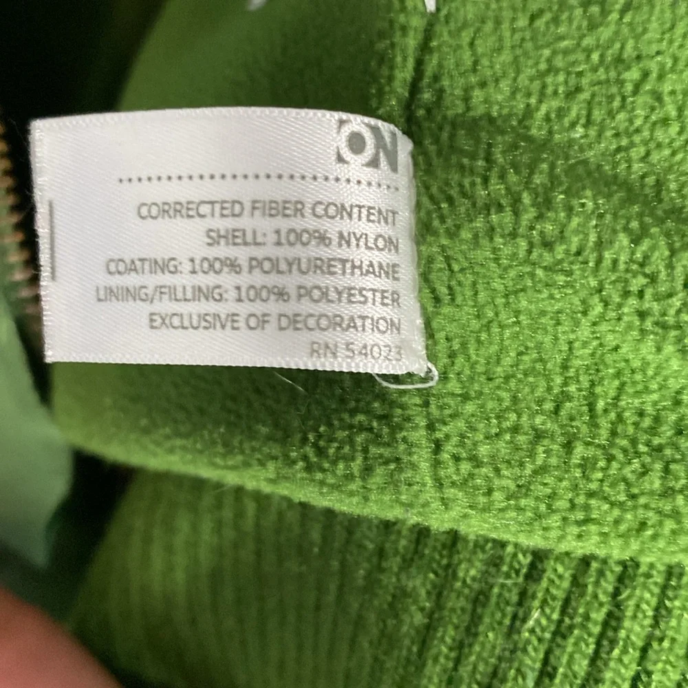 Old Navy Girls Green Vest Puffer Fleece lined Pink Deer Logo, size large